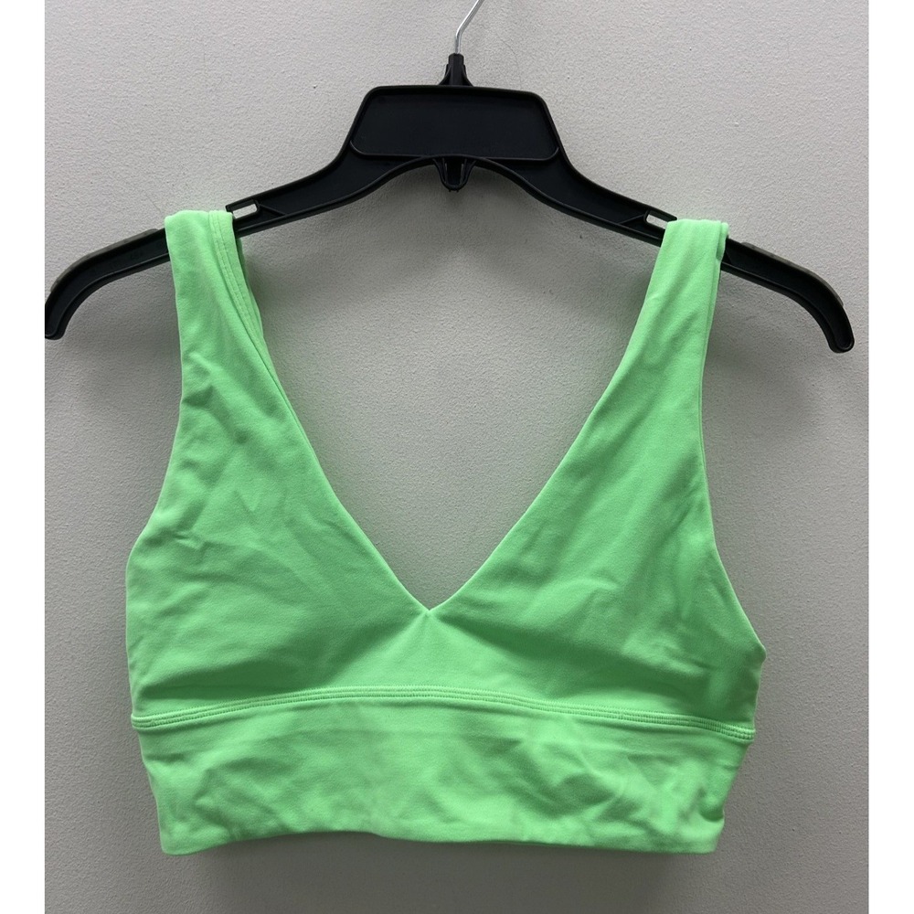 LULULEMON Align V-Neck Longline Bra Neon Green Size 8 - Picture 2 of 5